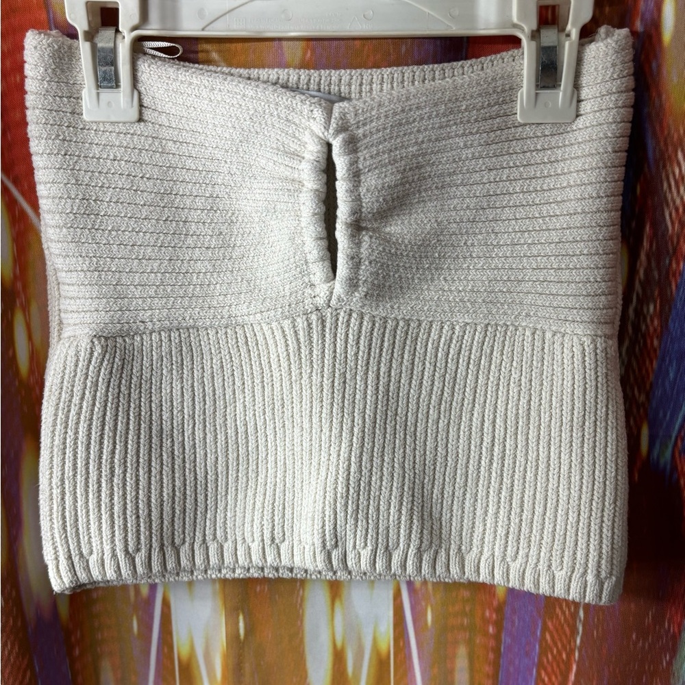 ZARA ✨ Cream Knit Strapless Tube Top